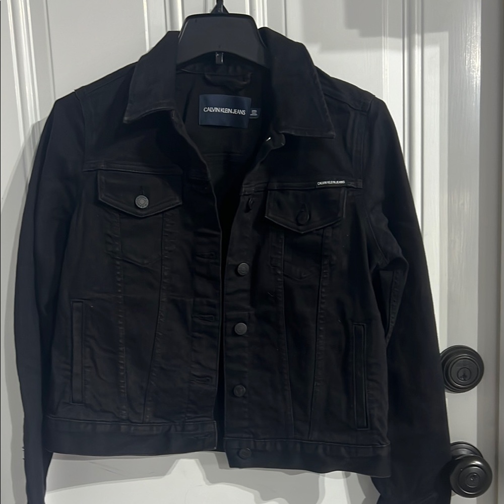Calvin Klein Black Jean Jacket with Buttoned Cuffs